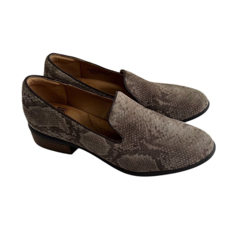 Sofft Womens Leather Slip On Loafers Size 6M Snake Print Brown EUC